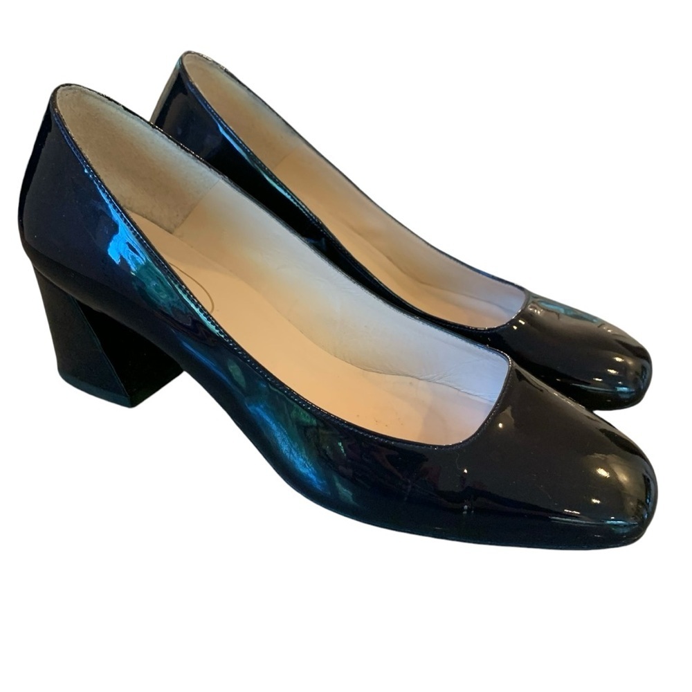 Browns Couture sz 38 Women's Patent Leather Square Toe Flare Block Heels - Picture 4 of 10
